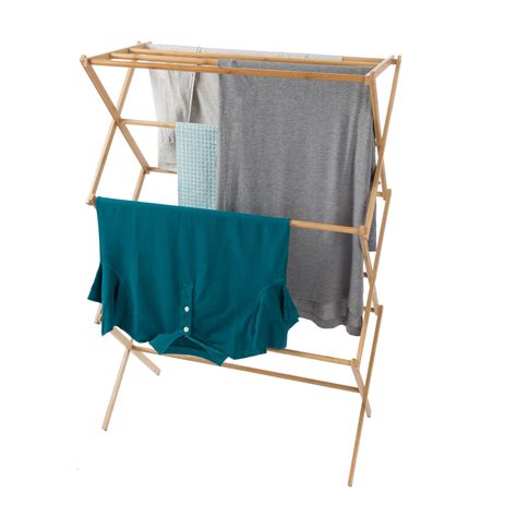 Portable Bamboo Clothes Drying Rack Collapsible And Compact For Indoor