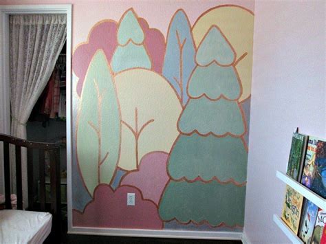 Copper Outlined Whimsical Forest Mural Forest Mural Mural Kids