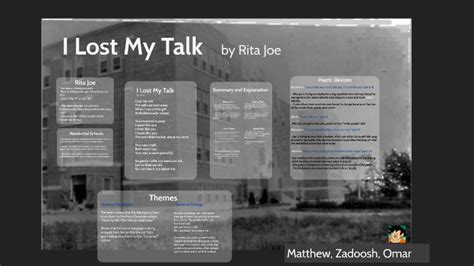 Analysis Of I Lost My Talk By Rita Joe By Matthew Huynh On Prezi Next