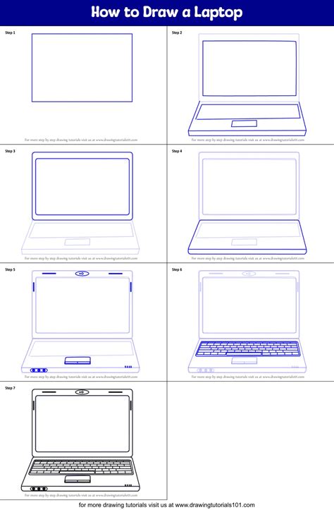 How To Draw A Laptop Computers Step By Step
