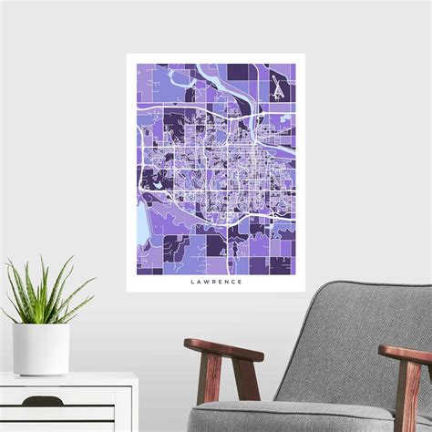 Lawrence Kansas City Map Poster Art Print Map Home Decor