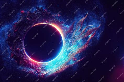 Растровая иллюстрация черной дыры с абстрактными узорами красивое ...