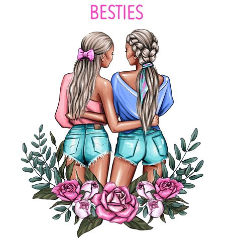 best friend clipart best friends portrait personalized etsy girl drawing pictures friends