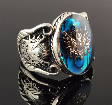 Discover silver rings at ottasilver that offer awareness styles in silver. 925 Sterling Silver Sapphire Enamelled Stone Ottoman Men's ...