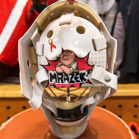 He was the man as the canes beat the capitals in seven games. Used Petr Mrazek Hockey Fights Cancer Goalie Mask - NHL ...