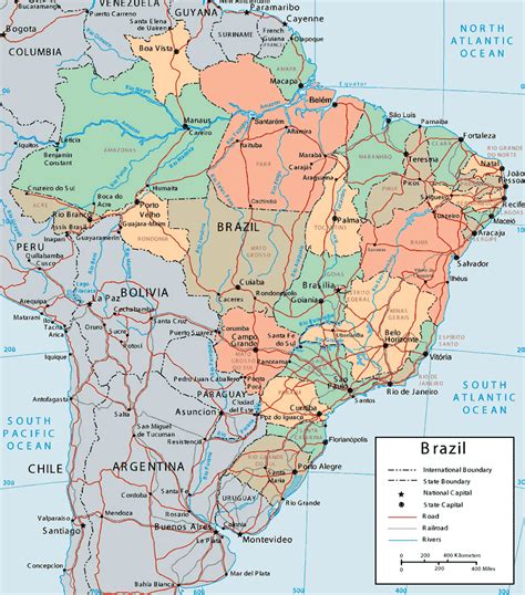 Large Detailed Political And Administrative Map Of Brazil Brazil Large