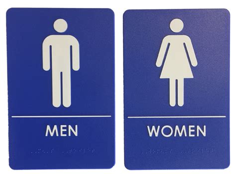 Mens And Womens Blue Restroom Signs Ada Compliant Bathroom Restaurant