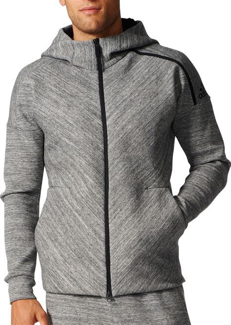 Adidas Originals Cotton Zne Travel Zip Up Hoodie In Gray