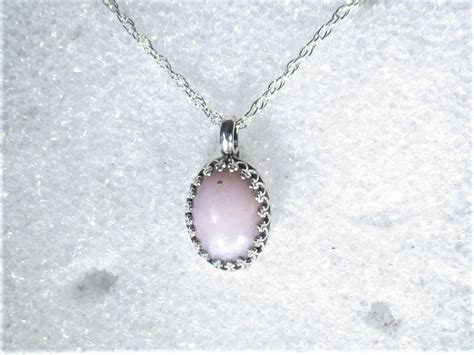 Pink Opal Pendant Necklace Handmade Sterling Silver By Kelnjo