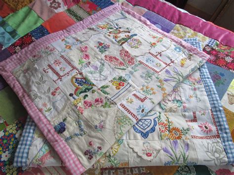 Embroidered Linen Quilt By Karen Orchard Vintage Linens Quilts Cot