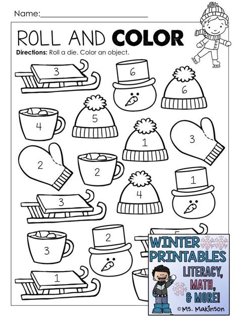 Winter Themed Preschool Printable Free Worksheets