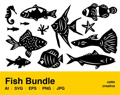 Fish Bundle Artwork Svg File Cutting Eps Design Png Etsy