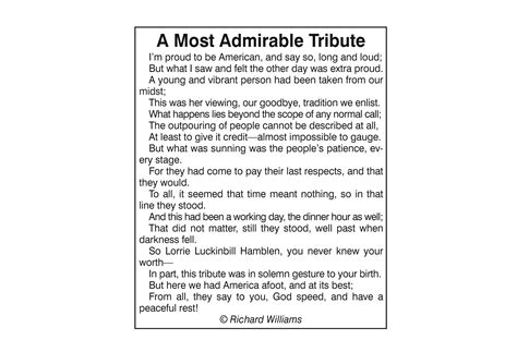 Richard Williams Poem A Most Admirable Tribute The Voice