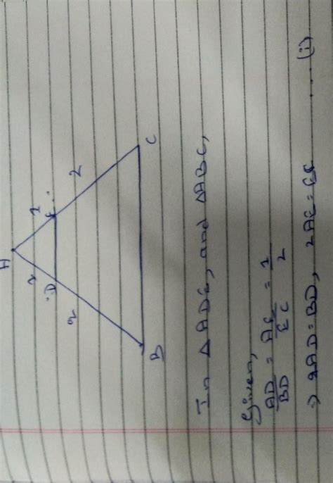 In Triangle Abc D And E Divides Ab And Ac In The Ratio 1 Is To 2 Is