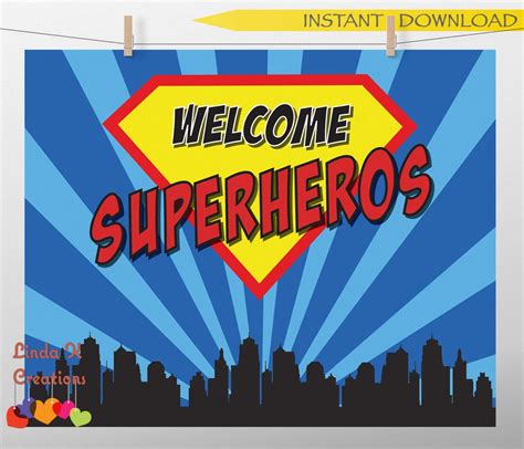 Superhero Party Welcome Sign Instant Download Ready To Print