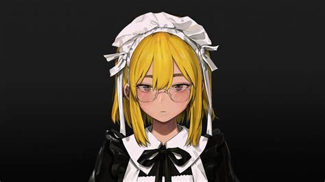 Blonde 1080p Anime Manga Simple Background Maid Anime Girls