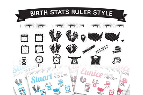 Birth Stats Ruler Svg Announcement Template Svg Dxf Eps 1242254