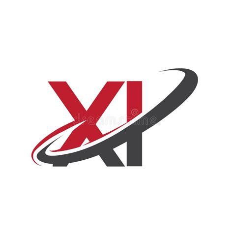 Xi Initial Logo Company Name Colored Red And Black Swoosh Design