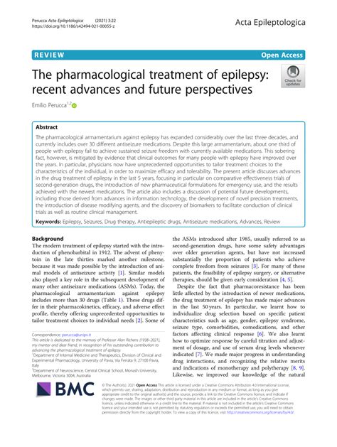 Pdf The Pharmacological Treatment Of Epilepsy Recent Advances And