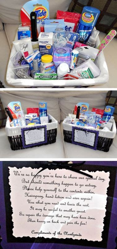 It is so fun to put together creative diy wedding gift basket ideas to give to friends and family who are getting married. Bathroom basket wording - Weddingbee