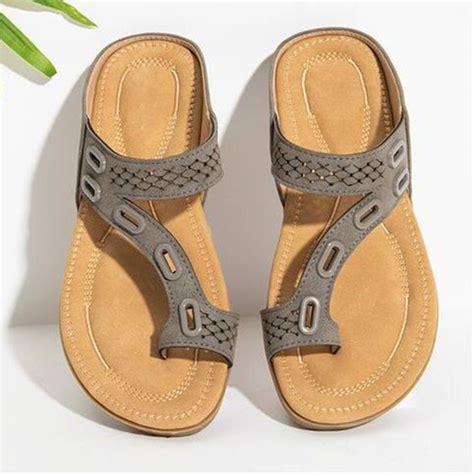 Women Pu Leather Sandals Comfy Platform Flat Sole Ladies Shoes Soft Big