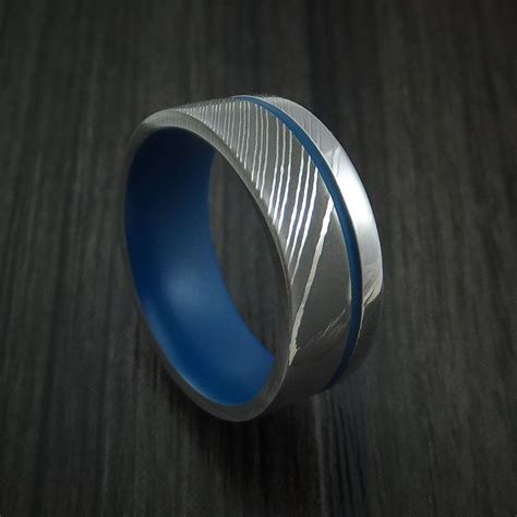 Damascus Steel and Cerakote Ring Custom Made Band | Damascus steel ring