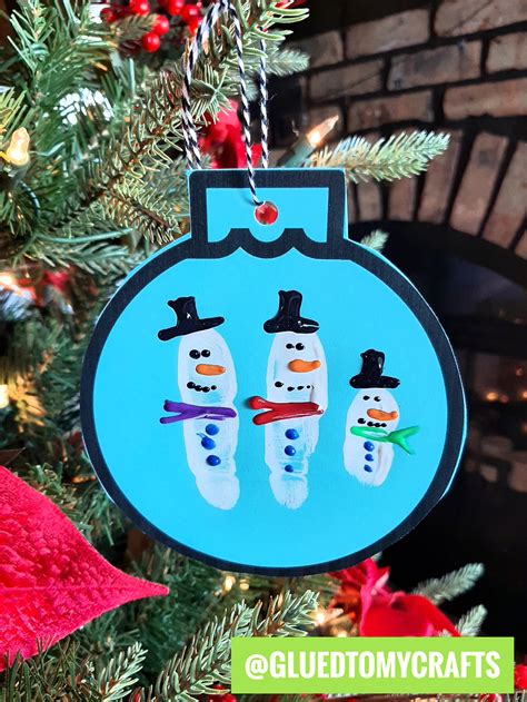 Fingerprint Snowman Paper Christmas Ornament