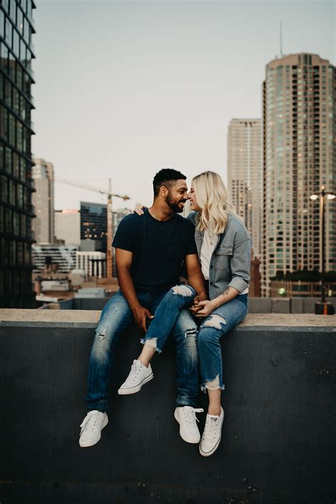 Rooftop Couples Photos Downtown Engagement Photoshoot Photo Poses For Couples Couple