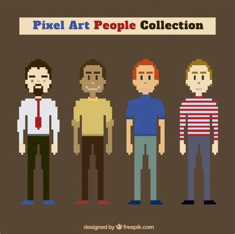 Collection Of Male Characters In Pixel Art Style Vector Free Download