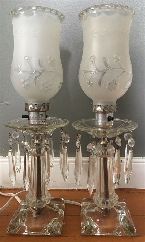 Antique Frosted Glass Boudoir Table Lamps Hurricane Lamps Shades With Prisms L Mparas De
