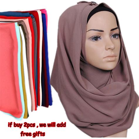 hottest muslim hijab islamic women s maxi jersey scarf hijabs plain bubble chiffon shawls
