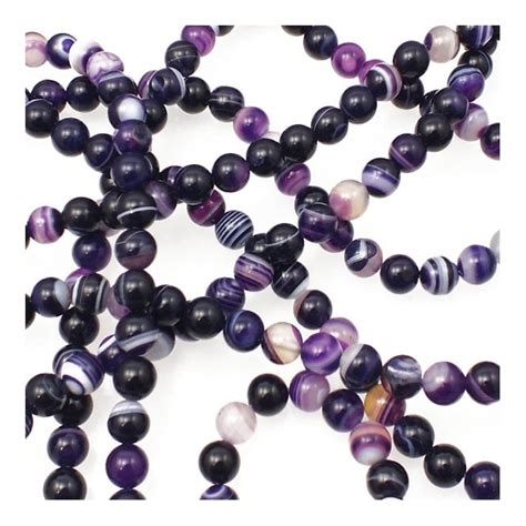 6mm Semi Precious Gemstone Purple Stripe Agate The Bead Shop
