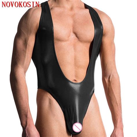 Xx Busto Aperto Latex Catsuit Uomo Ecopelle Crotchless Gay