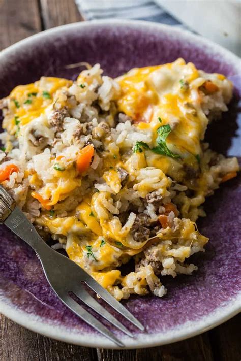Cheesy Ground Beef And Rice Casserole Oh Sweet Basil Recipe