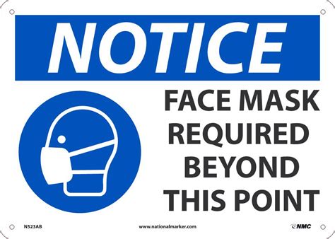 Notice Face Mask Required Beyond This Point Sign 10 X 14 Safety