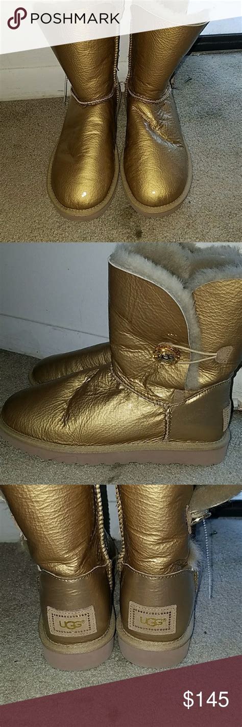 Brand New🌟uggs Boots Short Gold Patent Leather New Uggs Uggs Ugg