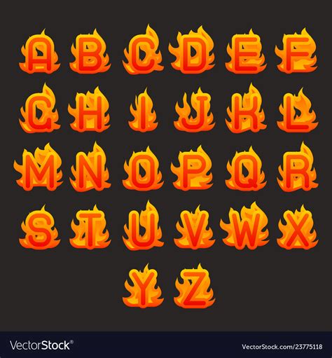 Burning Fire Flame Hot Alphabet A To Z Font Design