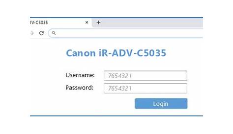 Canon iR-ADV-C5035 - Default login IP, default username & password