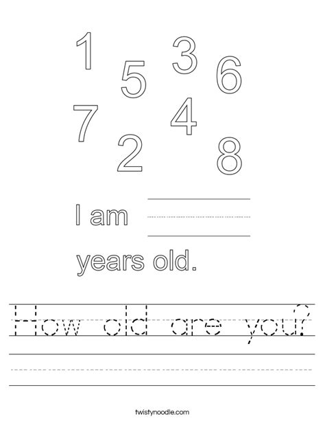 How Old Are You Worksheet Twisty Noodle English Worksheets For