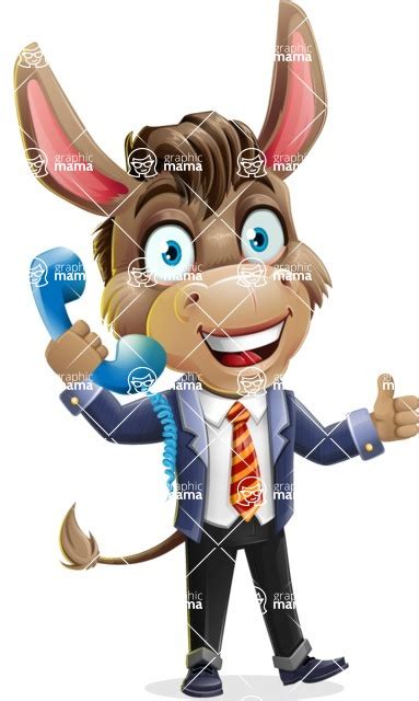 Business Donkey Cartoon Character Vector Cartoon Character Holding