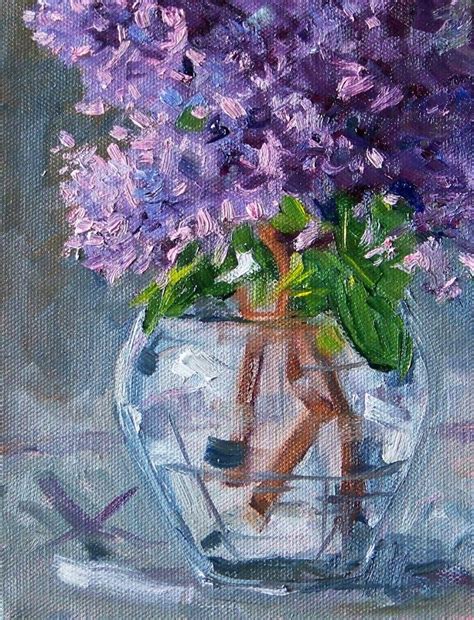 Lilacs Original Still Life Flower Painting Oil On Canvas 6x8