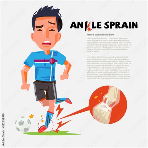 Football Player With Sprained Ankle Character Design Injury During