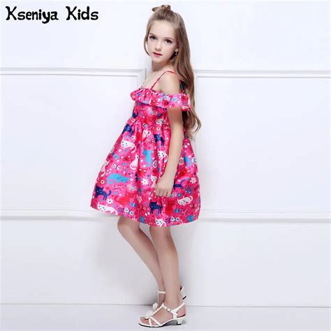 Kseniya Kids Summer Brand Children Girls Cute Cat Print Flower