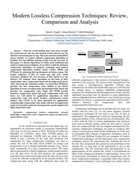 Pdf Modern Lossless Compression Techniques Review Comparison And