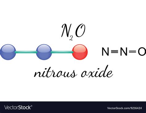 N2o Nitrous Oxide Molecule Royalty Free Vector Image