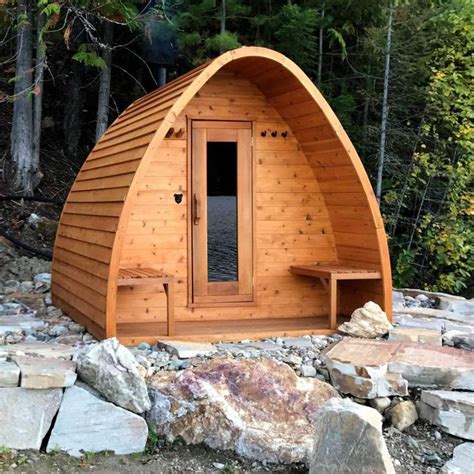 Dundalk Outdoor Pod Sauna Red Cedar Heater Included Divine Saunas