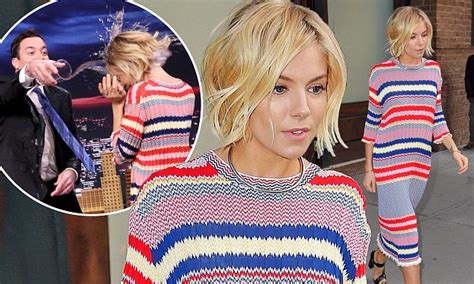 Sienna Miller Gets Pelted In The Face With A Glass Of Water By Jimmy Fallon Daily Mail Online