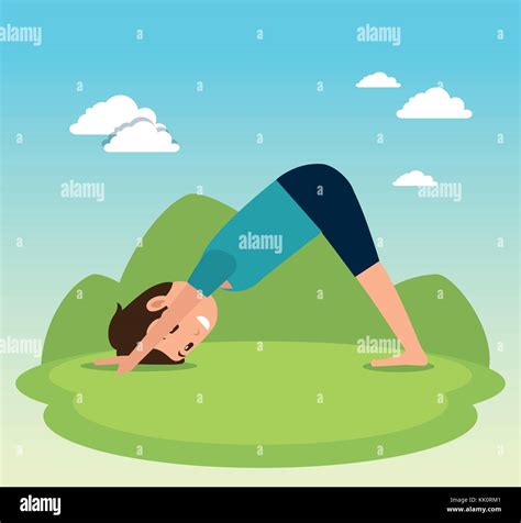La Gente Haciendo Un Estilo De Vida Saludable Y Ejercicios De Yoga Plantea Ilustración Vectorial