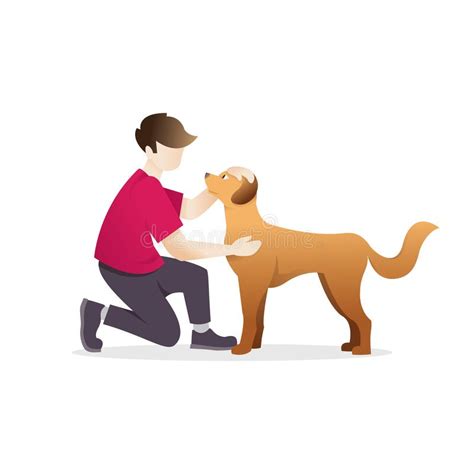 Man Petting A Dog Stock Vector Illustration Of Happy 139848263