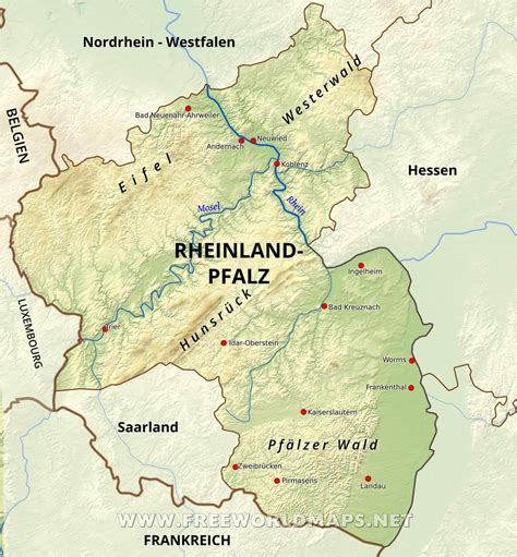 Landkarte Rheinland Pfalz